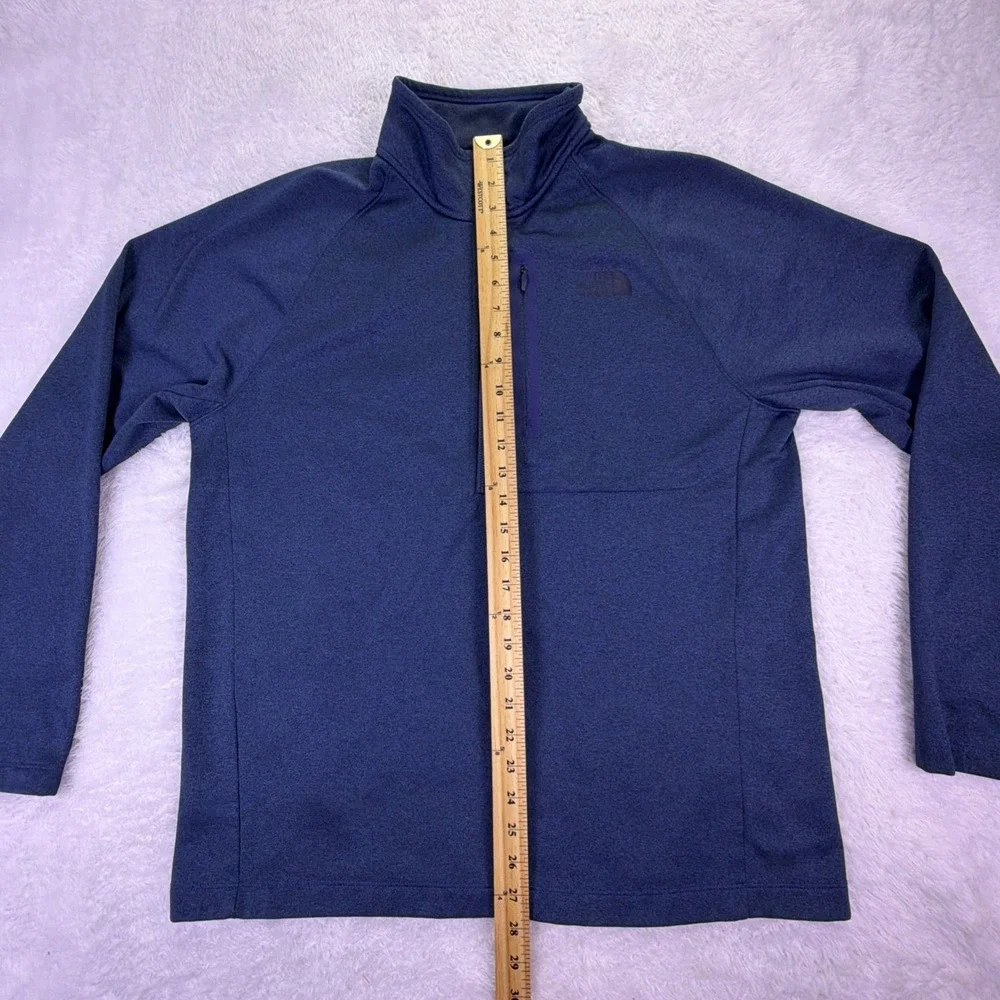The North Face Pullover Men XL Heather-Navy-Blue 1/4 Zip Fleece Lined Sweatshirt